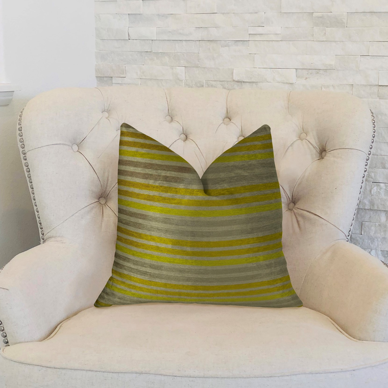 Plutus Kaleva Lime and Gray Handmade Luxury Pillow