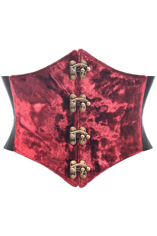 Lavish Crushed Velvet Corset Belt Cincher with Clasps