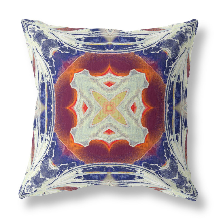 26"x26" Indigo Orange Magenta White Zippered Broadcloth Geometric Throw Pillow - 4512839578866