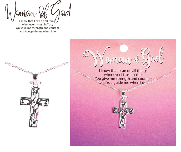 Necklace Box Cross/Vine SilverPlated 18L