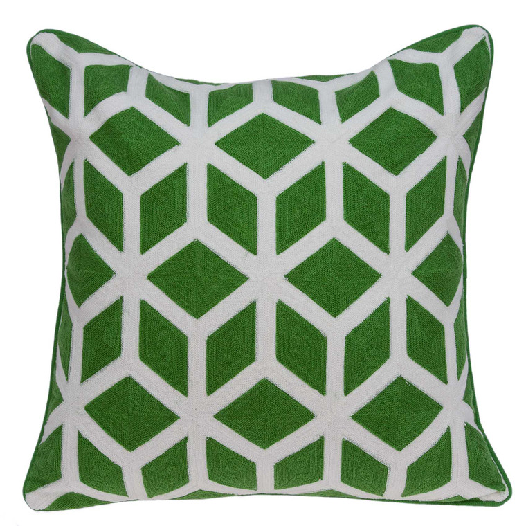 20" x 7" x 20" Transitional Green and White Pillow Cover With Poly Insert - 4512822761497