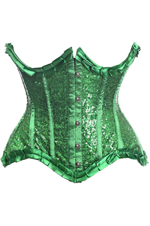 Top Drawer Satin & Sequin Underwire Curvy Cut Steel Boned Waist Cincher Corset
