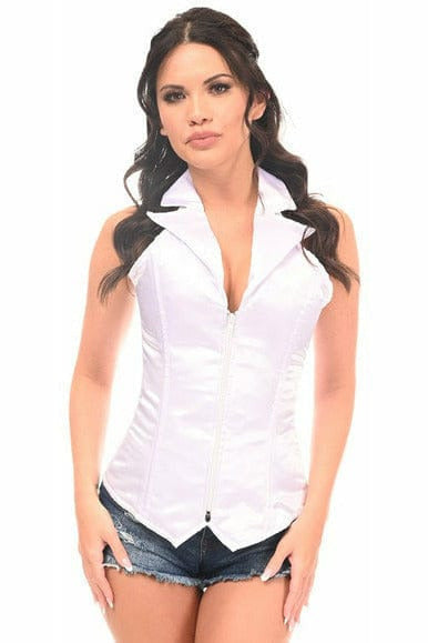 Lavish Collared Front Zipper Corset