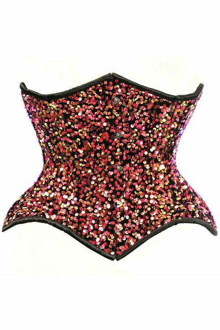 Top Drawer Sequin Curvy Cut Waist Cincher Corset