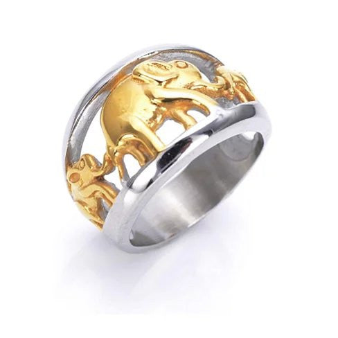 Golden Elephants Ring From TRUNK SHOW Collection