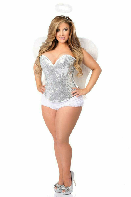 Top Drawer Sexy Silver Sequin Angel Corset Costume