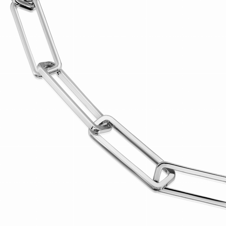 Silver Double Large Rectangle Link Chain Necklace
