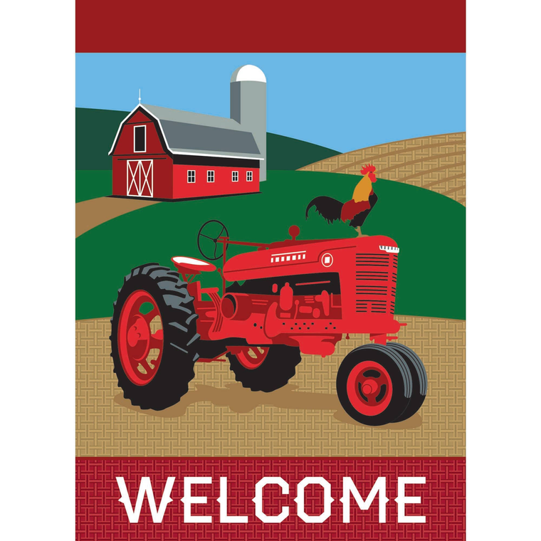 Tractor Welcome Garden Flag