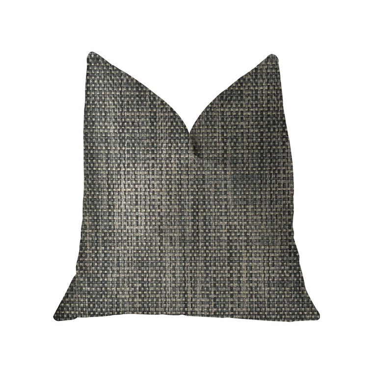 Plutus Bluejay Cayne  Blue and Gray Luxury Throw Pillow