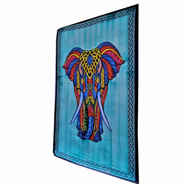 Indian Bohemian Elephant Brushstroke Art Tapestry Wall Hanging Decoration