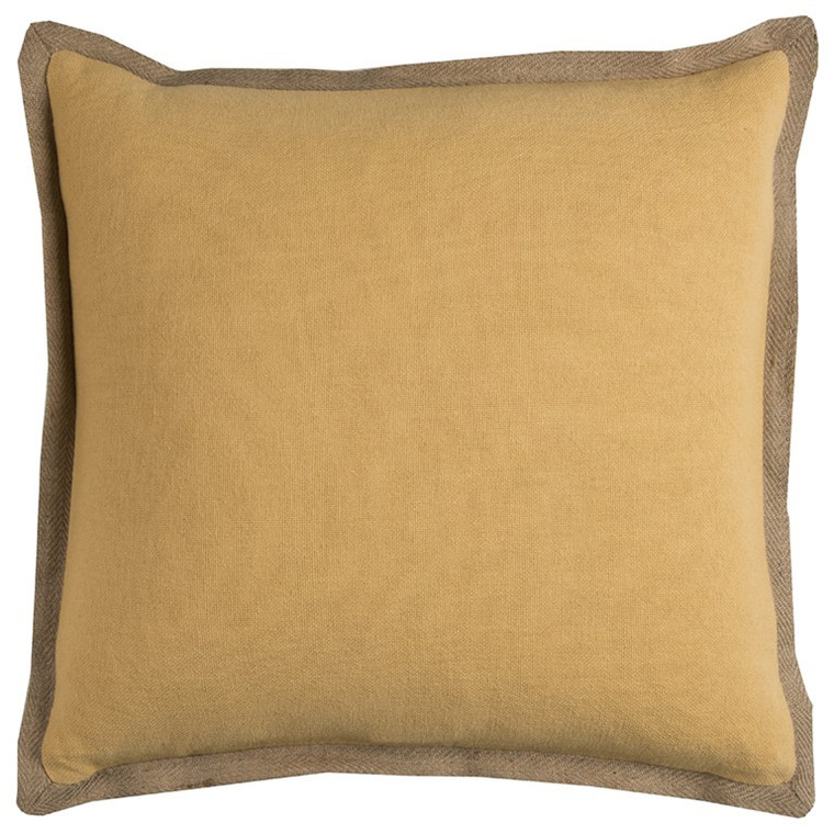 Yellow Beige and Natural Jute Throw Pillow - 808230115293