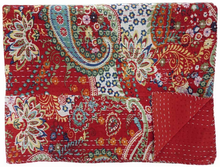 Hand Stitched Kantha Quilt / Coverlet