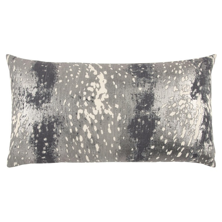 Homeroots Home Decor Gray Silver Metallic Abstract Pattern Lumbar Pillow, Gray Silver, 26 x 14 Inches