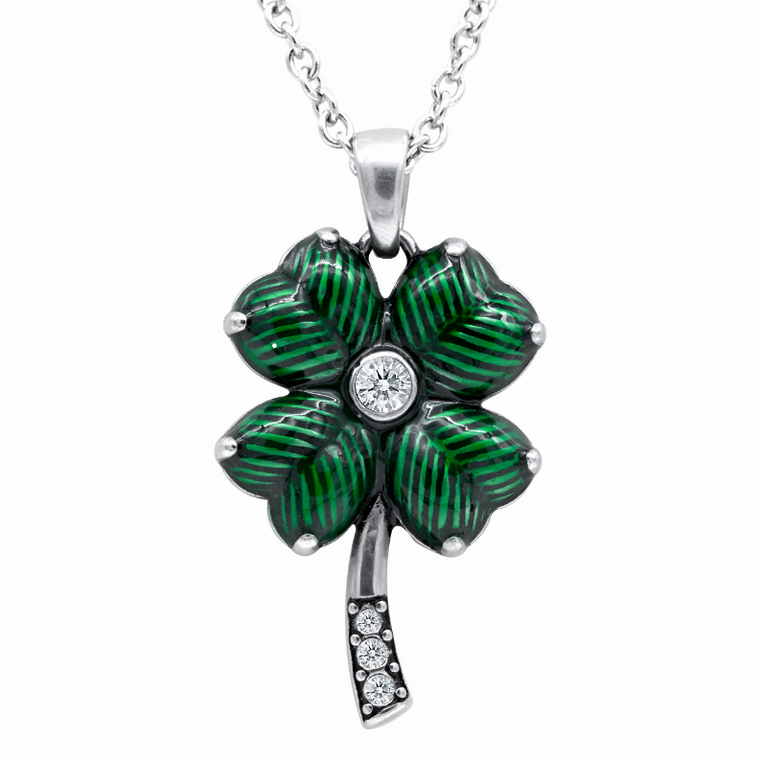 Four Leaf Clover with Swarovski Crystals Necklace