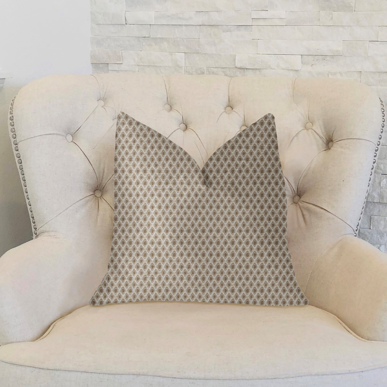 Plutus Diamant Beige and Brown Luxury Throw Pillow