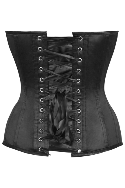 Top Drawer Black Satin Steel Boned Overbust Corset