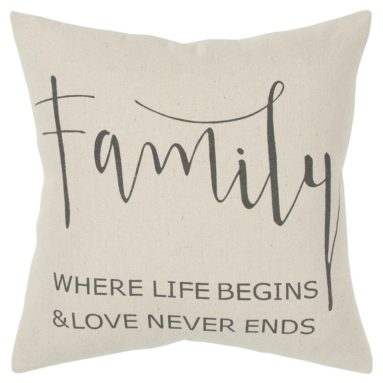 Gray Cream Canvas Family Love Throw Pillow - 808230116078