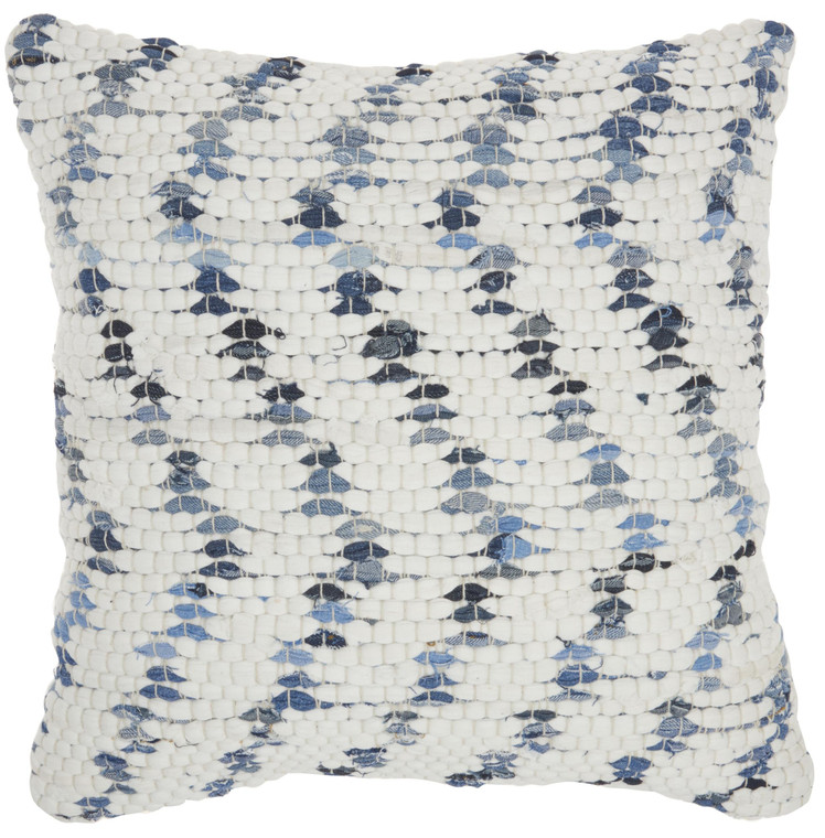 White And Denim Knubby Waves Throw Pillow - 4512822829067