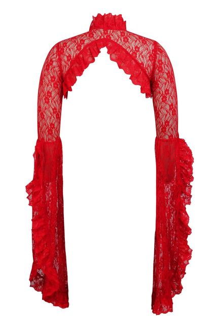 Red Lace Shrug Bolero Jacket