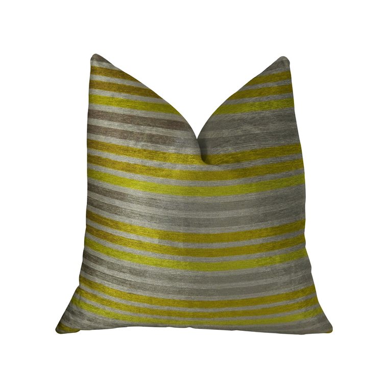 Plutus Kaleva Lime and Gray Handmade Luxury Pillow