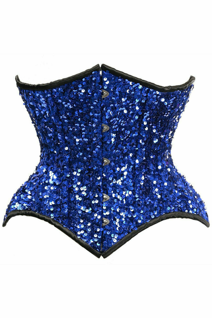 Top Drawer Steel Boned Sequin Curvy Cut Waist Cincher Corset