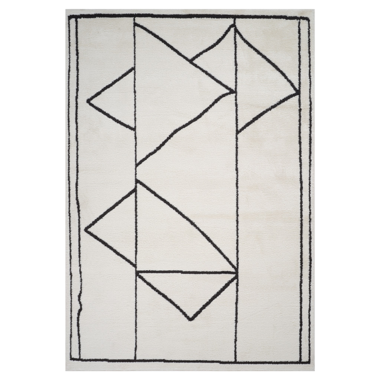 4' X 6' Ivory And Black Geometric Area Rug