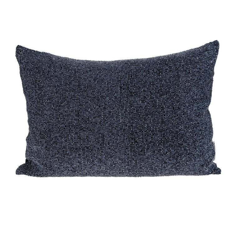 Shimmering Metallic Blue Beaded Luxury Throw Pillow - 808230110328