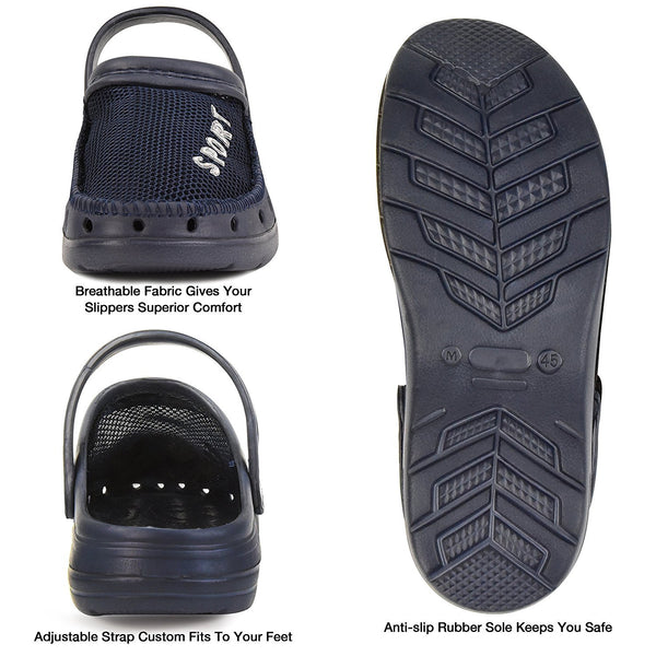 Roxoni Men's Rubber Sport Clogs with Breathable Mesh Upper
