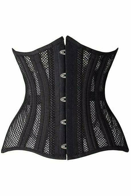 Top Drawer Fishnet Double Steel Boned Curvy Cut Waist Cincher Corset