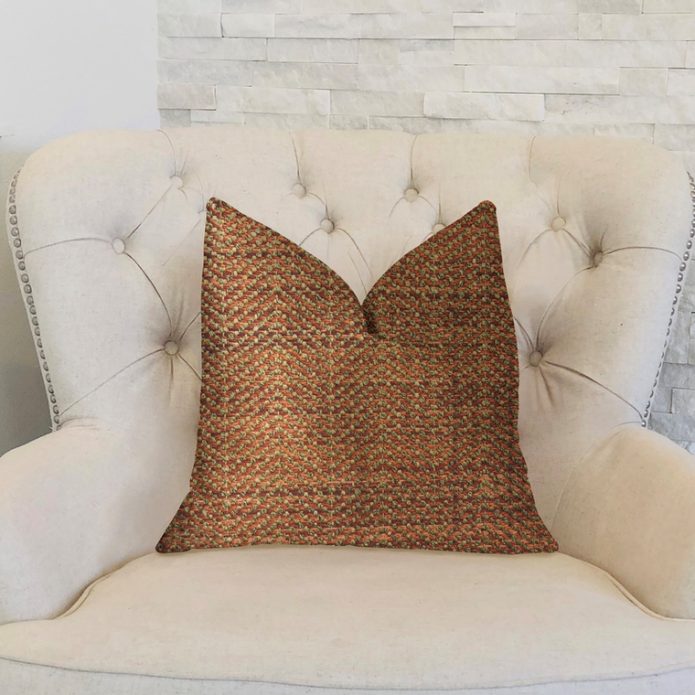Plutus Merigold Orange and Gold Luxury Throw Pillow