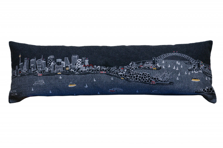 35" Black Sydney Nighttime Skyline Lumbar Decorative Pillow - 606114642671
