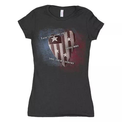 Women's Cotton Tee Heart Flag Black