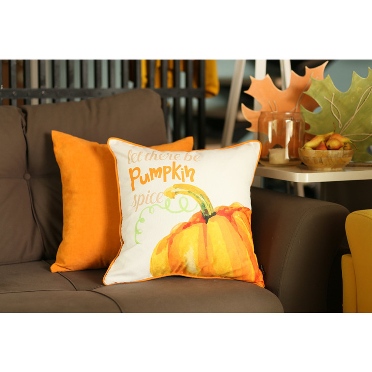 Set of 2 18" Fall Season Pumpkin Pie Throw Pillow Cover in Multicolor - 4512822898100