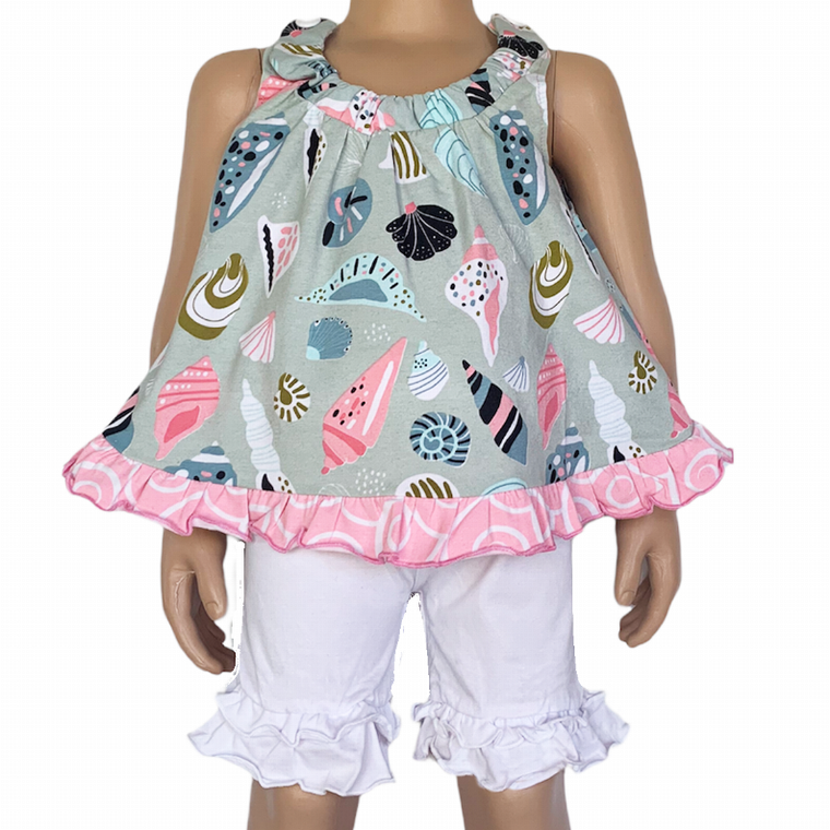 AnnLoren Baby and Big Girls Seashell Swing Tank Top Spring Summer Separates