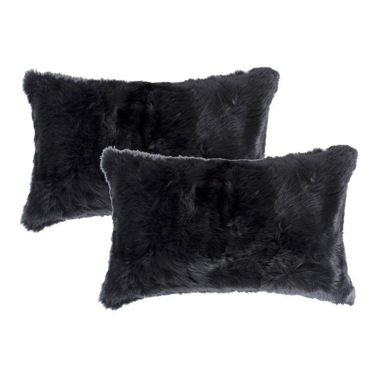 Set of Two 12" X 20" Black Throw Pillows