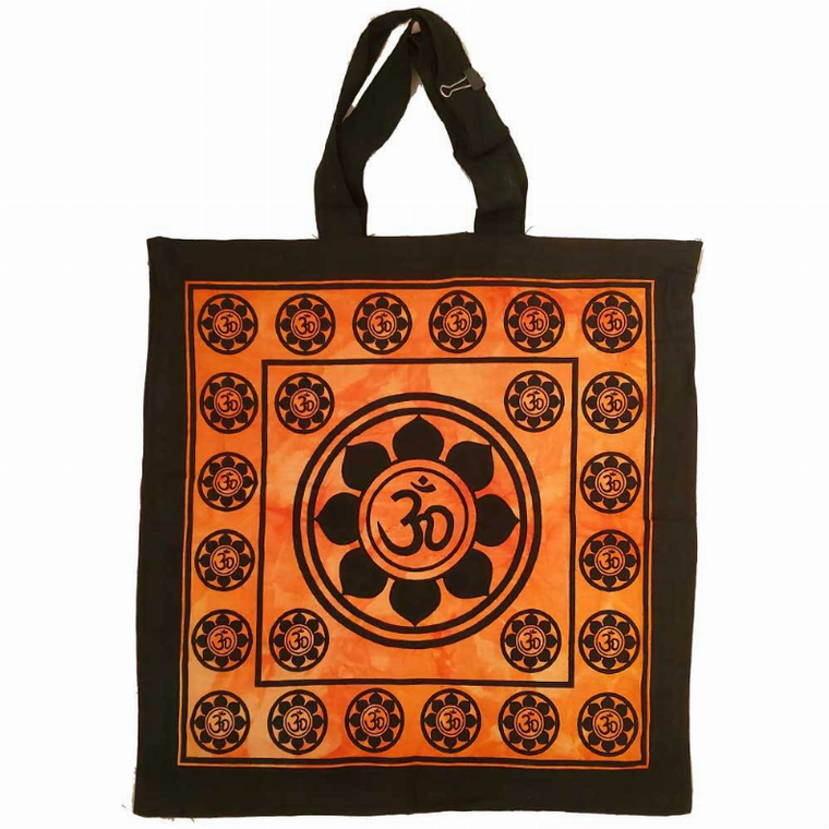 Aum Sanskrit Symbol Lotus Chakra Tie Dye Market Tote Bag Canvas Graphic