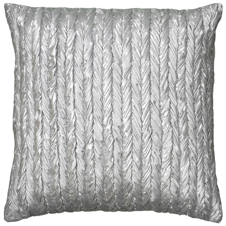 Silver Braided Stripe Down Filled Throw Pillow - 808230114678