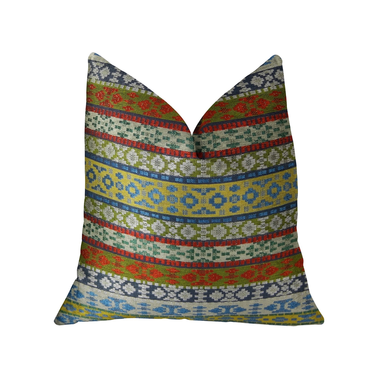 Plutus Flower Child White Blue and Red Handmade Luxury Pillow