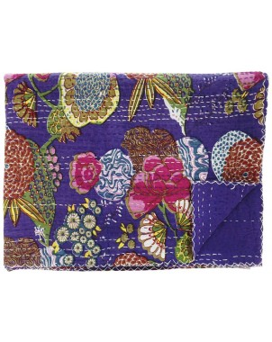 Hand Stitched Kantha Quilt / Coverlet
