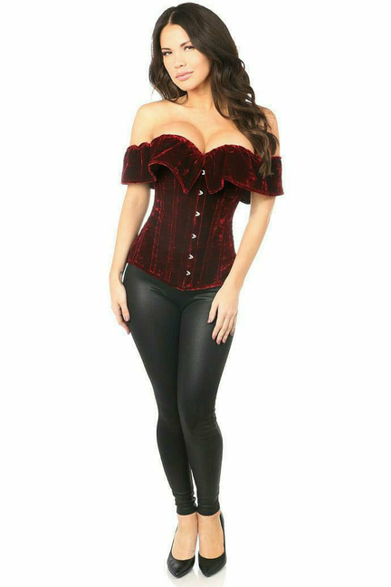 Top Drawer Velvet Off-The-Shoulder Steel Boned Corset