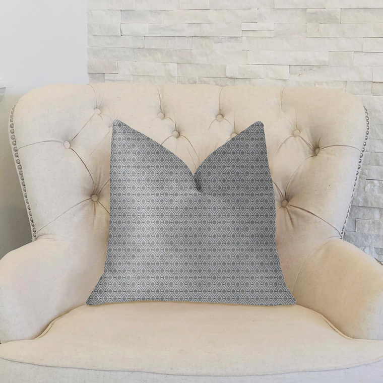 Plutus Deluxe Rockland Beige and Silver Luxury Throw Pillow