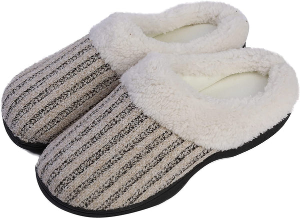 Roxoni Women's House Slippers Knit Fleece Lined Cozy Clog House Shoes