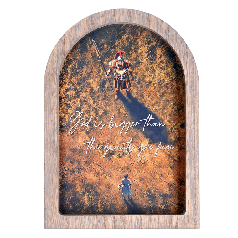 Framed Arch God Is Bigger Than Gray 9x13