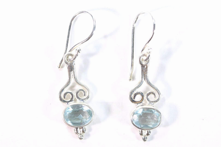 Blue Crystal Quartz Earrings