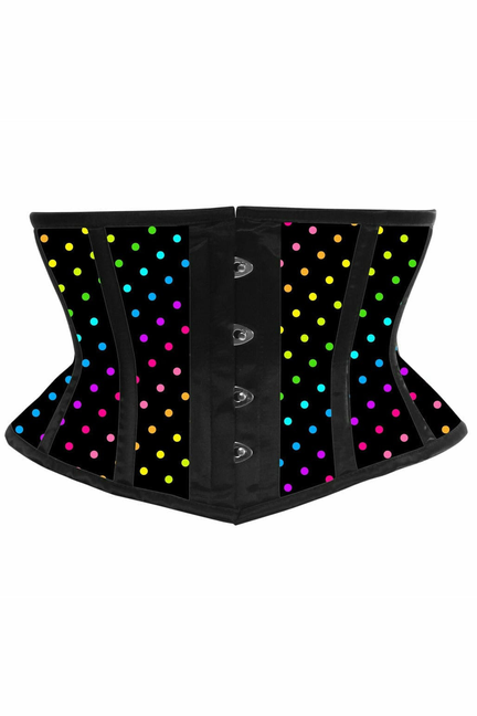 Lavish Polka Dot Print Satin Mini Cincher Corset