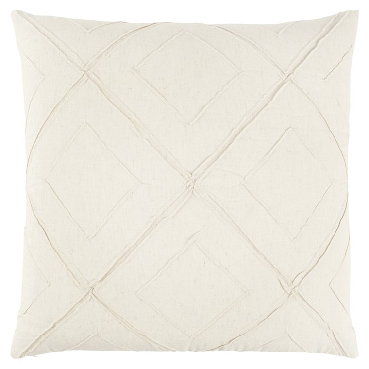 Ivory Pin Tuck Diamond Pattern Throw Pillow - 808230115866