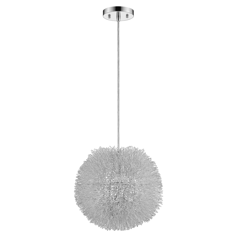 Luminary 1-Light Metallic Silver Pendant With Hand Woven Aluminum Wire Shade (15")