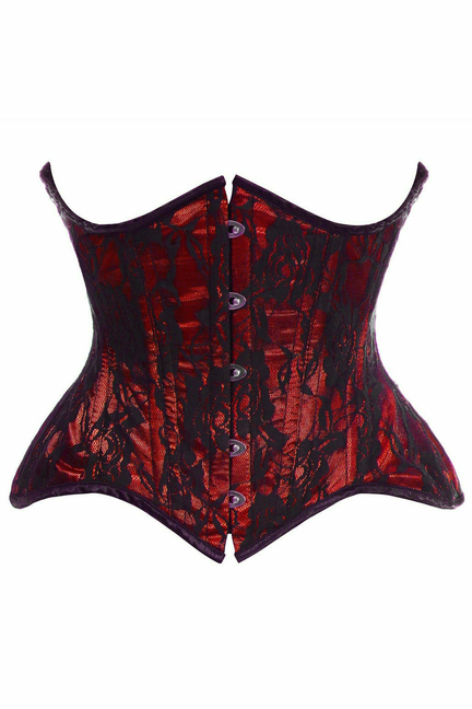 Top Drawer Lace Double Steel Boned Curvy Cut Waist Cincher Corset