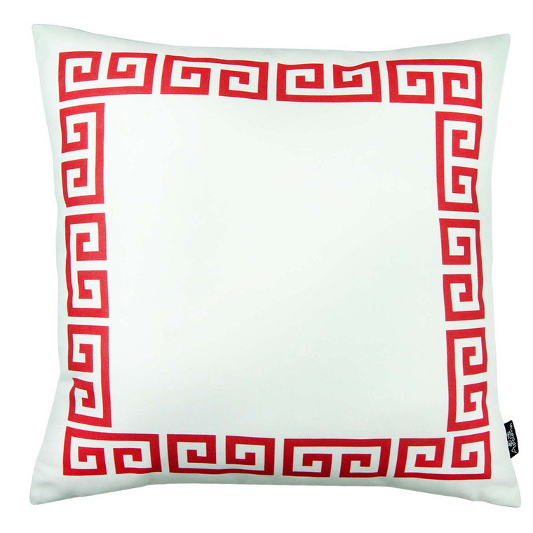 Red and White Greek Key Classic Throw Pillow - 808230076952