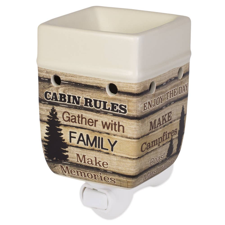 Cabin Rules Rustic Wood Plug-In Warmer